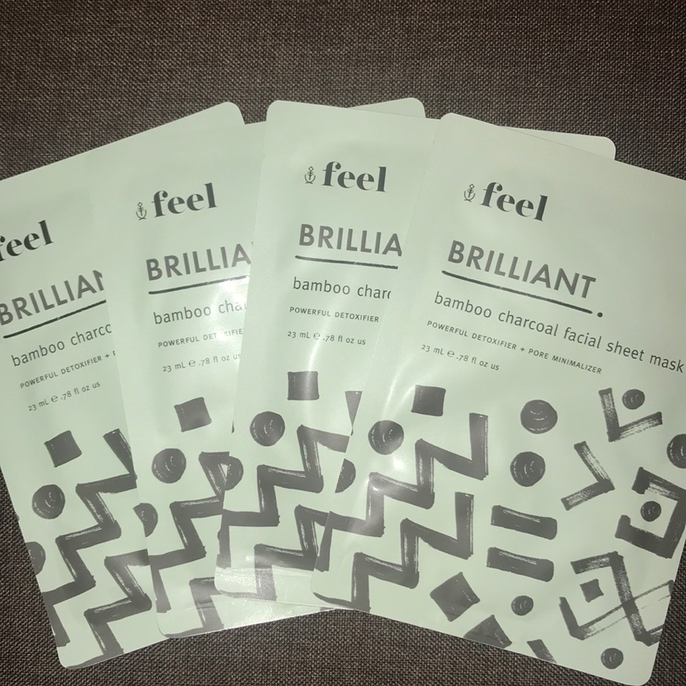 4 bamboo charcoal facial sheet masks